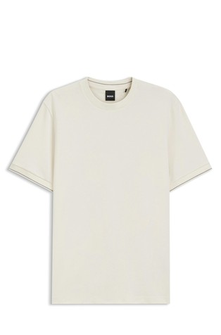 Structured-cotton T-shirt with cuff stripes