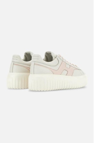 HOGAN H-Stripe usnjene superge Bela - Ivory / Pink 3
