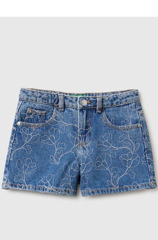 Denim kratke hlače z vezeninami