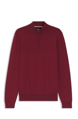 Regular fit pleten volnen pulover z delno zadrgo