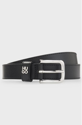 Leather belt with logo detail