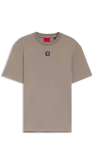 Interlock-cotton regular-fit T-shirt with stacked logo