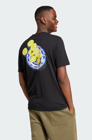 ADIDAS Lounge Still Life Lemons Back Graphic T-Shirt Black 2