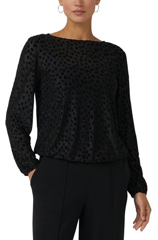 Relaxed fit prosojna bluza z vzorcem iz velurja