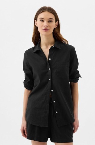 Linen-Blend Easy Shirt