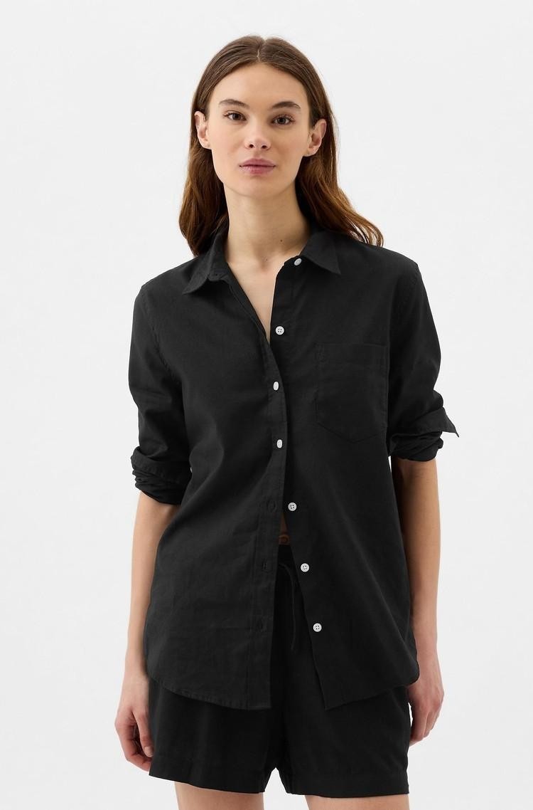 GAP Linen-Blend Easy Shirt Black 