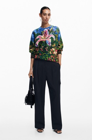 DESIGUAL Pulover z motivom orhideje Večbarvna - Multi 3