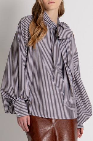 Balloon sleeved blouse with bow
