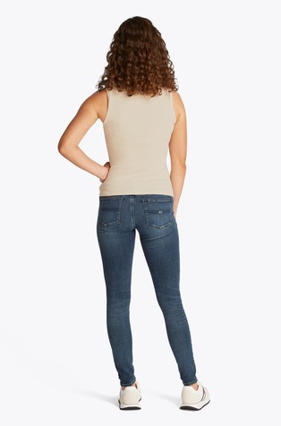 TOMMY HILFIGER Slim fit rebrasta majica brez rokavov Bež - Beige 2