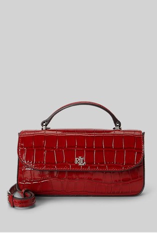 Marcy Small Patent Croc-embossed Crossbody Bag
