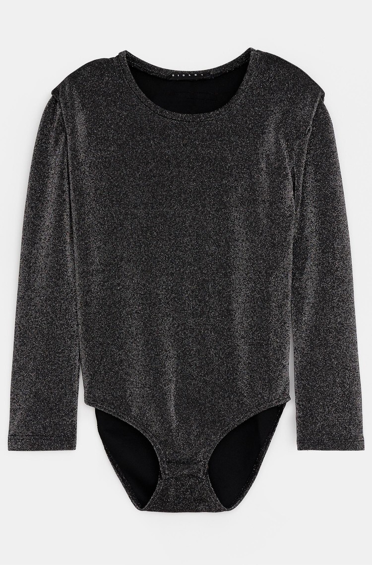 SISLEY Shimmering body with long sleeves Gray 