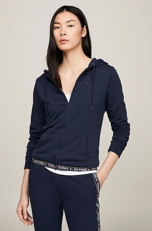 Cotton terry lounge hoody with logo tape