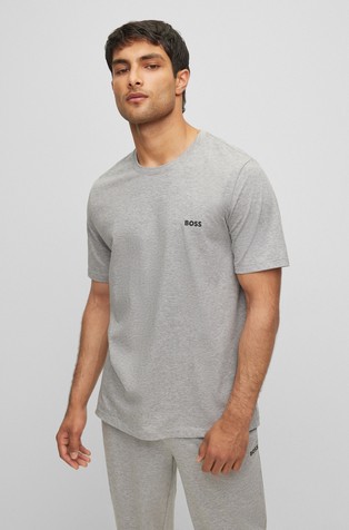 Embroidered-logo T-shirt in stretch cotton