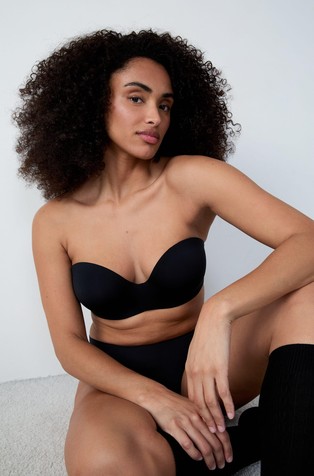 ETAM Pure Fit® Push Up bandeau modrček z odstranljivimi naramnicami Črna - Black 4