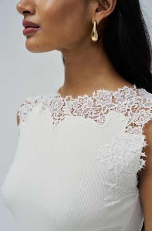 SALSA JEANS Sleeveless top with lace embroidery White 4