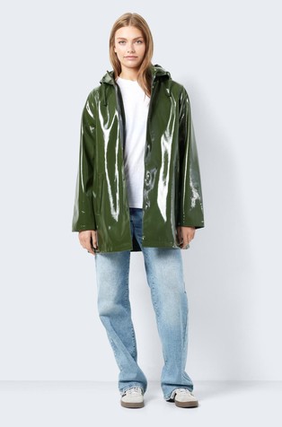 NOISY MAY NMSKY water-repellent vinyl coat Dark Green 3