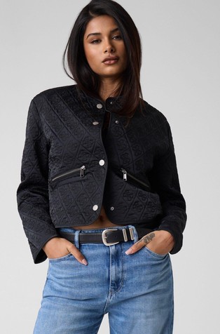 Short logo quilted jacket
