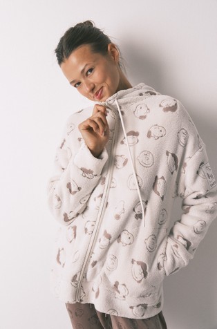 Snoopy faux shearling short robe