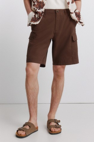 Cotton blend cargo comfort fit Bermuda shorts
