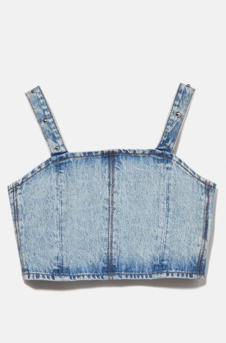 SISLEY Denim top with studs Blue 