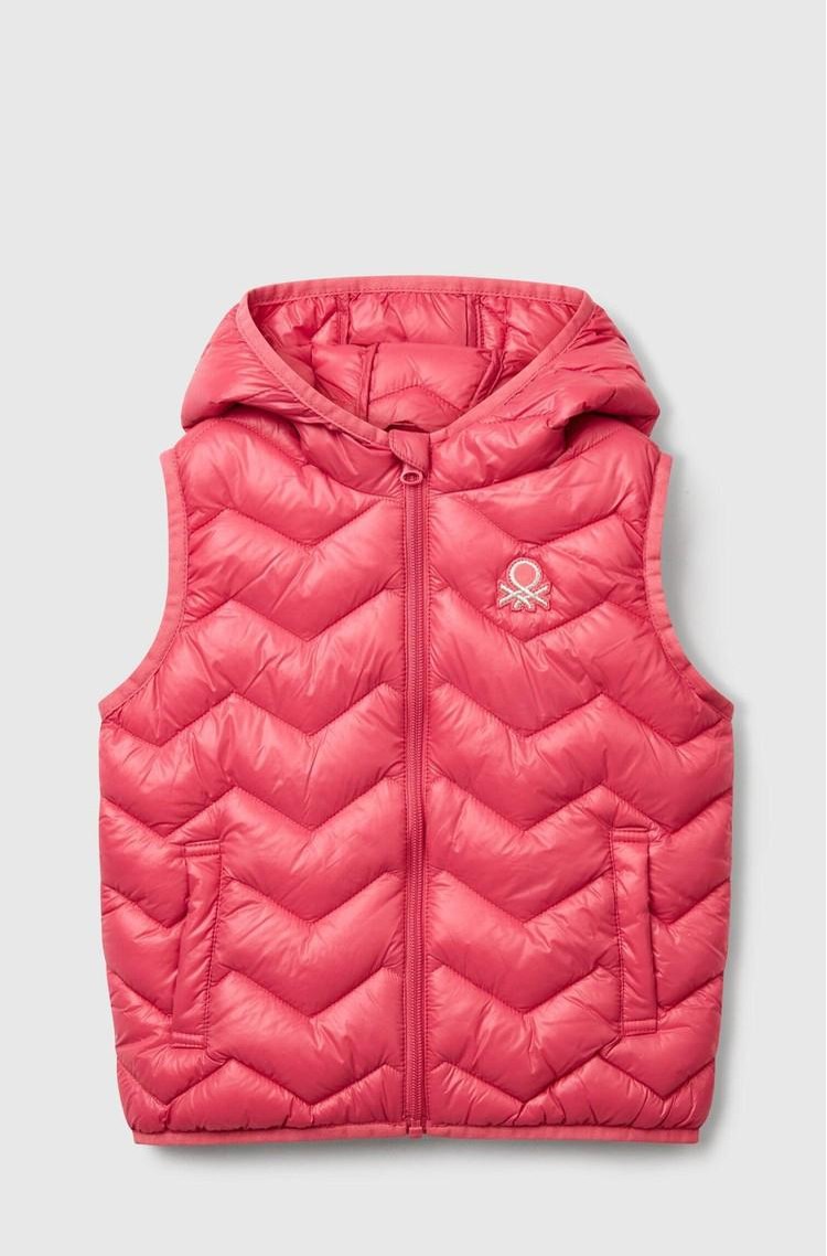 BENETTON Prešit brezrokavnik s kapuco Roza - Salmon 