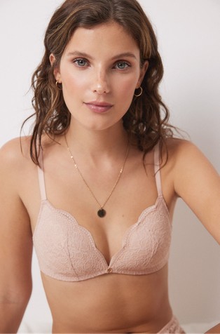 Padded lace triangle bra