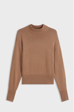 Relaxed-fit knitted sweater with mock neckline