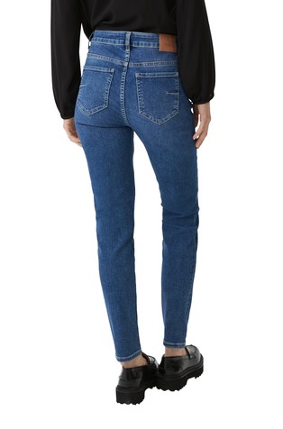 COMMA Skinny fit jeans hlače s spranim videzom Modra - Blue 2