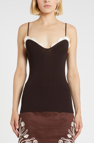 Knitted top with crochet detail