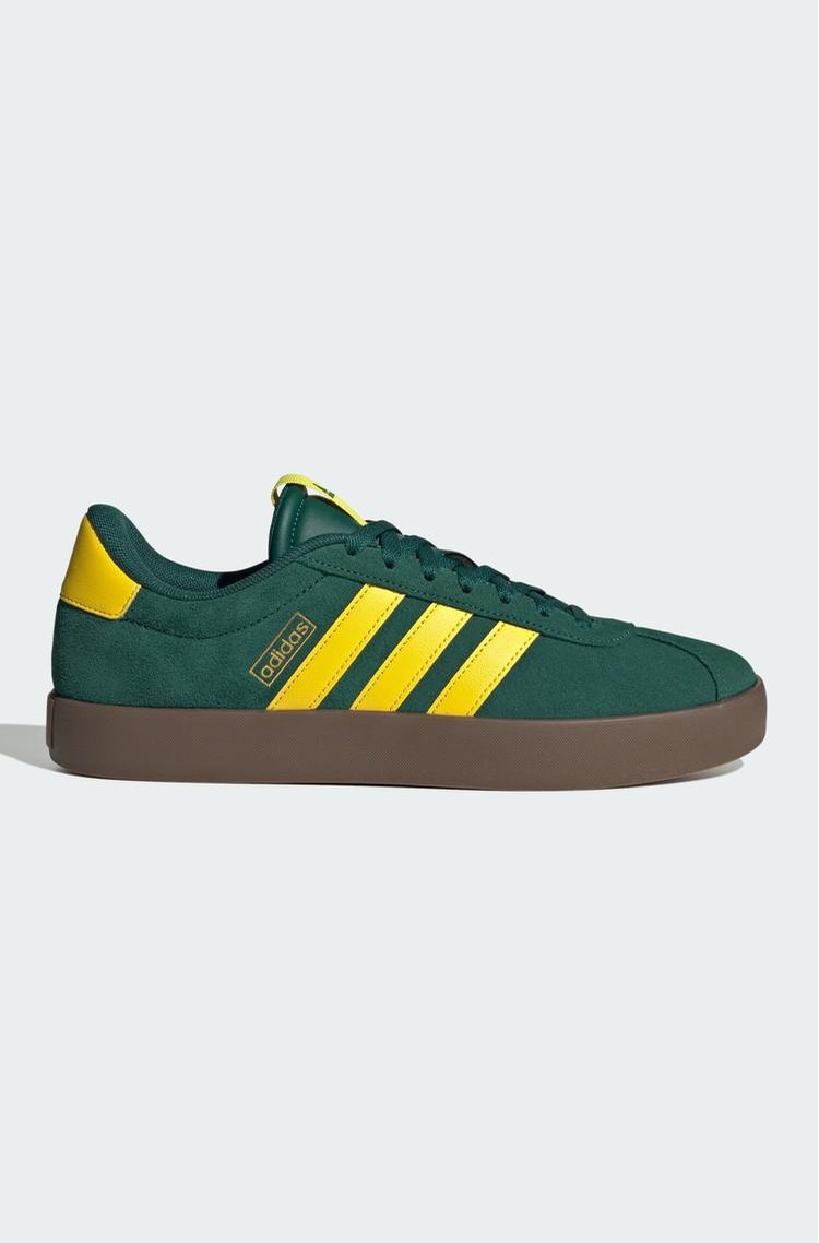 ADIDAS VL Court 3.0 Suede Shoes Collegiate Green / Yellow / Gold Metallic 