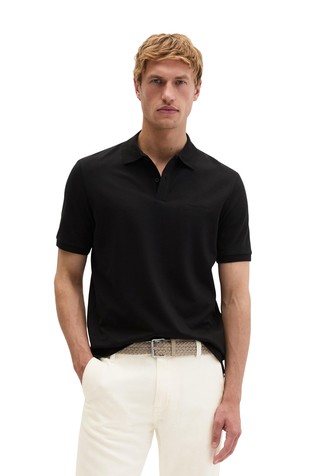 Slim fit short-sleeved polo in cotton blend