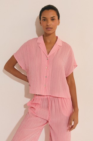 Oselia črtast srajčni zgornji del pižame s kratkimi rokavi