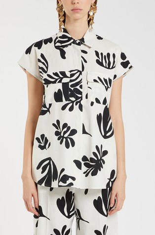 Patterned shirt in linen blend
