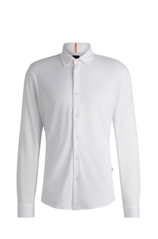 Slim-fit shirt in melange cotton jersey