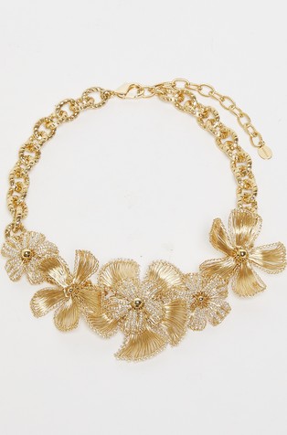 Flower-detail choker necklace