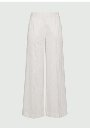 Široke črtaste hlače iz viskozne mešanice