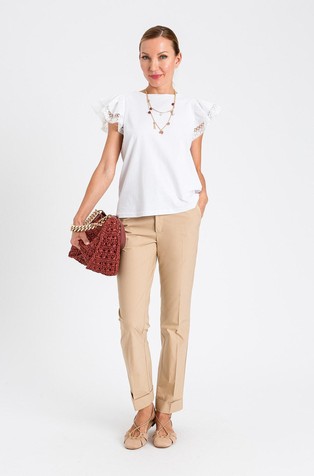 Cotton T-shirt with flutter short sleeves