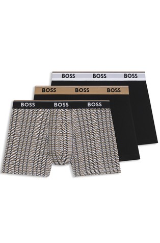 Three-pack of stretch-cotton boxer briefs with logo waistbands