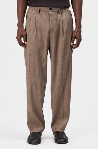 Relaxed fit črtaste hlače z gubami