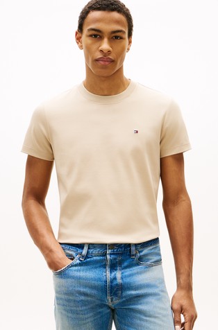 Slim fit majica z vezeno zastavico iz interlock tkanine