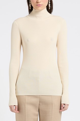 Ribbed sweater with high neck