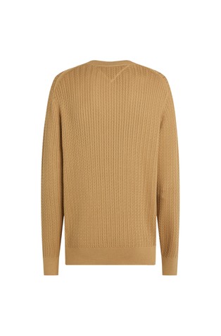 TOMMY HILFIGER Pleten pulover z vzorcem ribje kosti Rjava - Brown 6