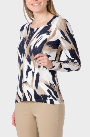 Pleten pulover z vzorcem in okrasnimi kamenčki