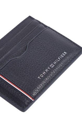 TOMMY HILFIGER TH Business Corporate usnjena denarnica za kartice Modra - Blue 4
