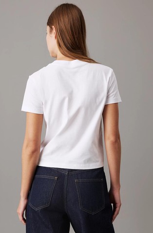 CALVIN KLEIN Slim fit logo majica s kratkimi rokavi Bela - Bright White 2
