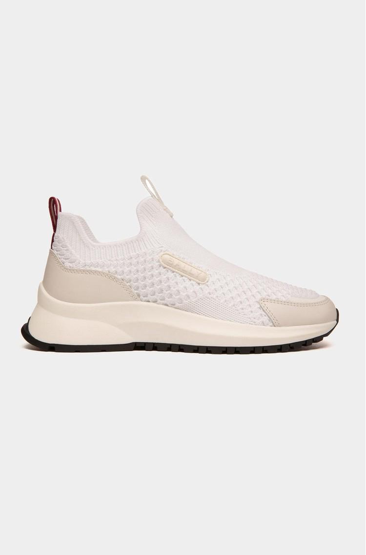 BALLY Pletene superge z usnjenimi vstavki Bela - Off-White 