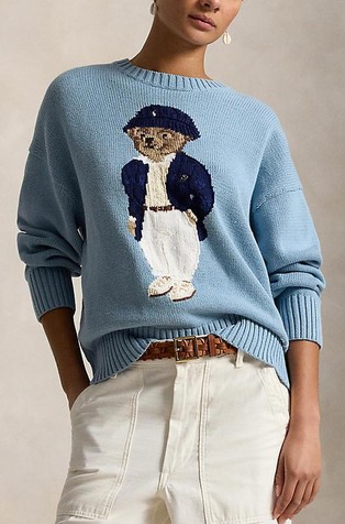 Polo Bear oversized fit pleten bombažen pulover