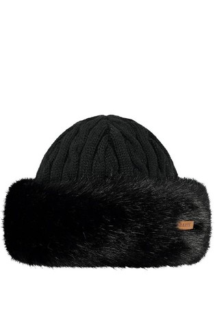 Teksturirano pletena kapa z obrobo iz umetnega krzna