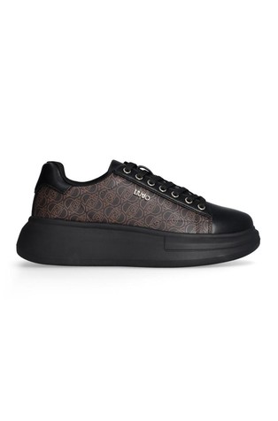 Monogram faux-leather sneakers