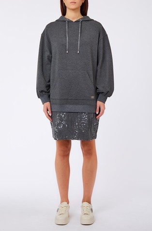Viscose hooded dress with sequins